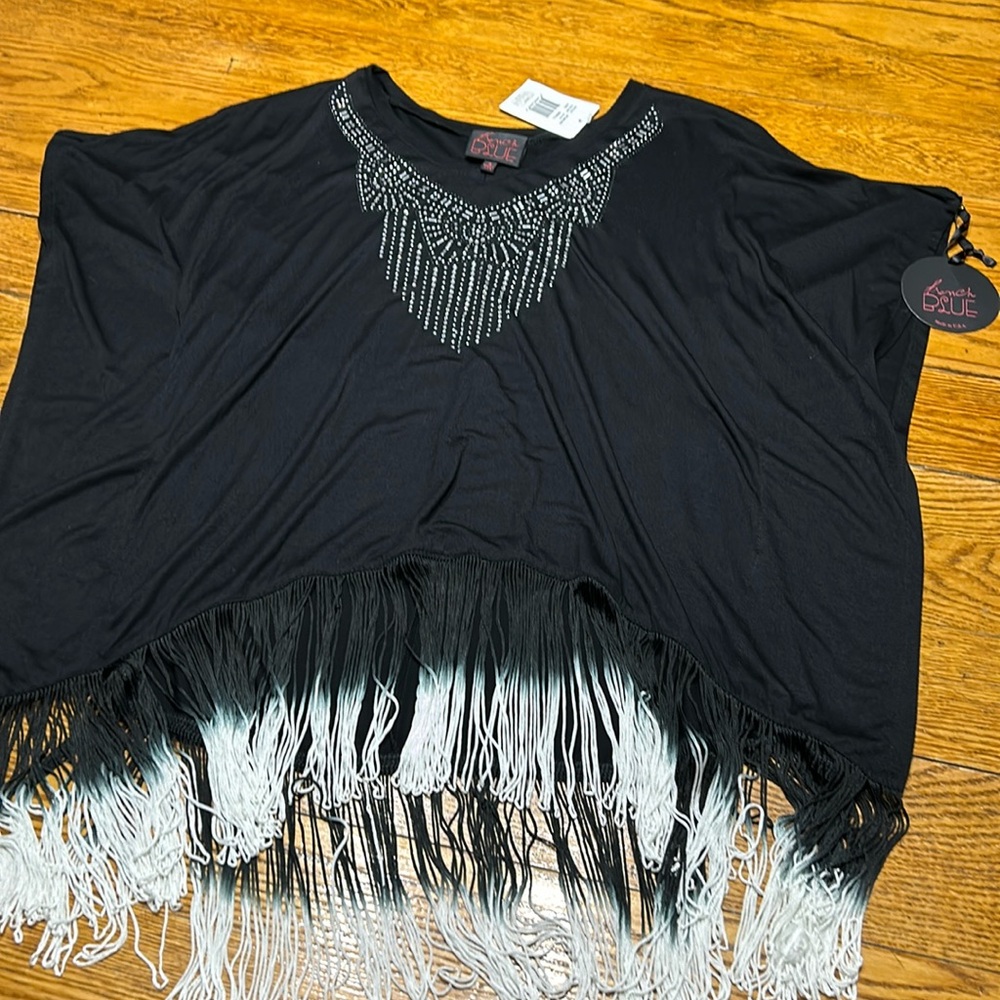 French Blue black batwing style top. Sequin detail. Size Small. New with tags.